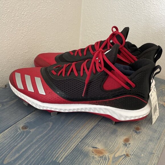 Adidas Icon V Metal Baseball Cleats Black Red - Men’s Size 14 (Z5) - Picture 3 of 6